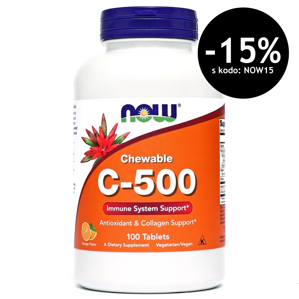 Vitamin C-500 NOW, žvečljive tablete (100 tablet)